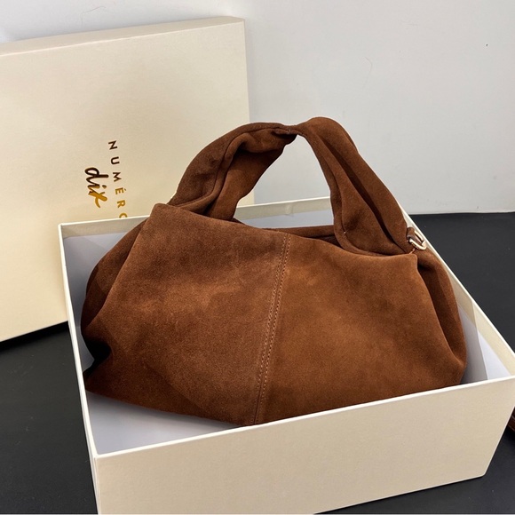 Polene Handbags - Polene Suede Shoulder Bag in Chestnut Brown